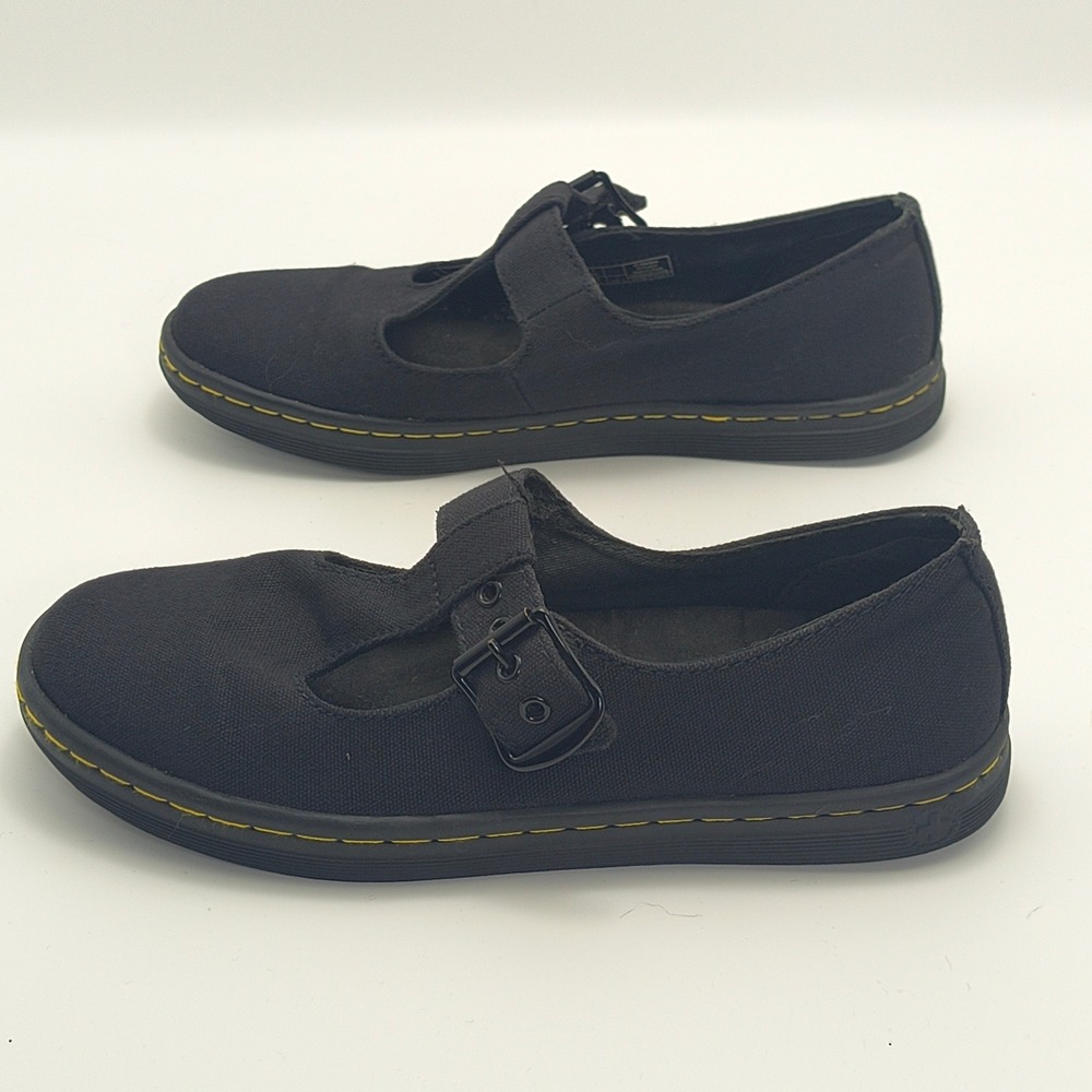 Dr Martens Woolwich Black Canvas Mary Jane T-Strap Shoes Womens 7 AW004 SK01R - Picture 10 of 16